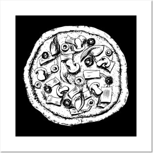 Detailed Drawing of Pizza Pie Posters and Art